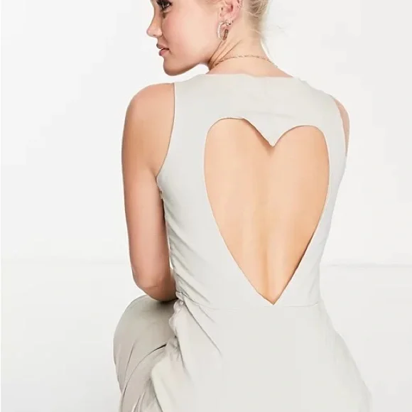 strapless open back dress Darich Back Open Heart Cut Long Dress
